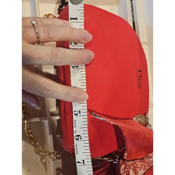 Christian Dior Red Clutch w/Crossbody Chain, Charms & Twilly Added NWOT - Picture 10 of 15